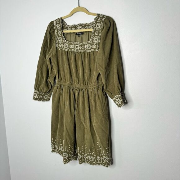 Madewell Embroidered Corduroy Square Neck Mini Dress size small - Picture 4 of 10